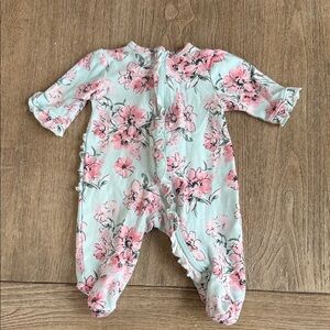 Little Me Floral Newborn Zipper Footie